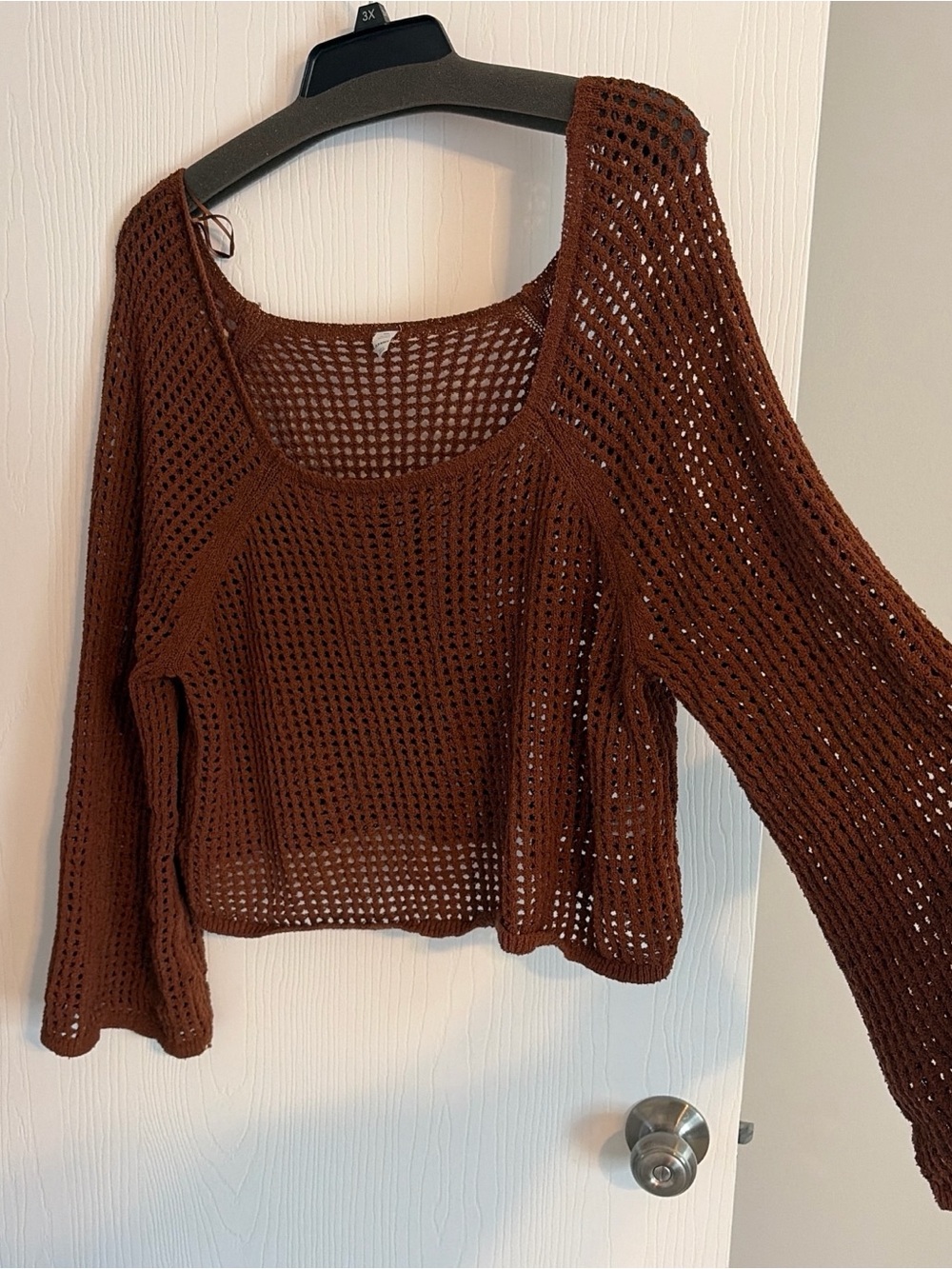 Old Navy Chestnut Brown Open-Knit Scoop Neck Sweater